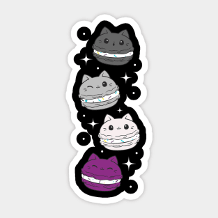 Subtle Asexual Pride Flag Cute Cat Kawaii Macaron Sticker